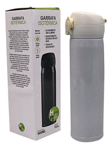 Garrafa Isotérmica 500ml Com Tampa Plástica Trava Segurança