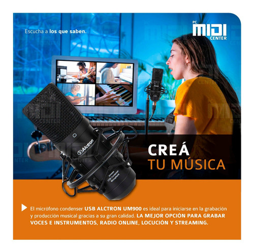 Imagen 4 de 10 de Micrófono Profesional Condenser Usb Cardioide Alctron Um900