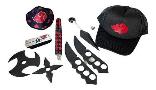 Pack Naruto Akatsuki + Kunai + Shuriken + Cuchillas + Gorra