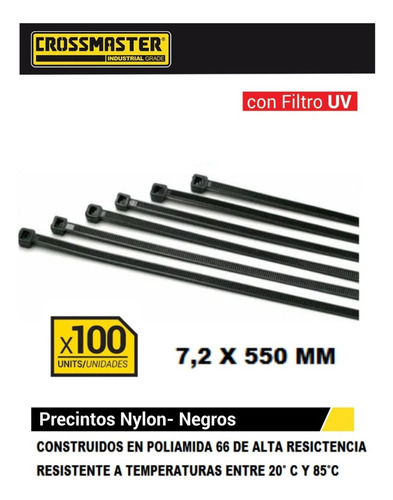 Precintos Nylon X 100 9967706 7.2 X 550 Mm Crossmaster Color Negro