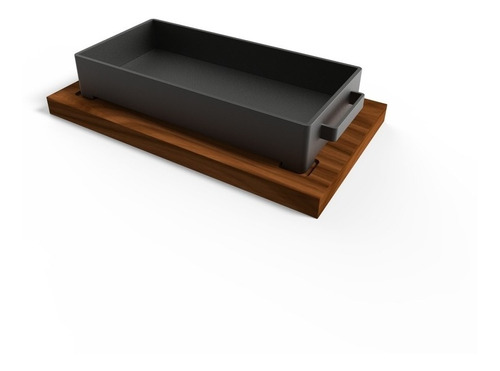 Caja De Hierro Morena Grande Con Base De Madera - Ajidiseño.