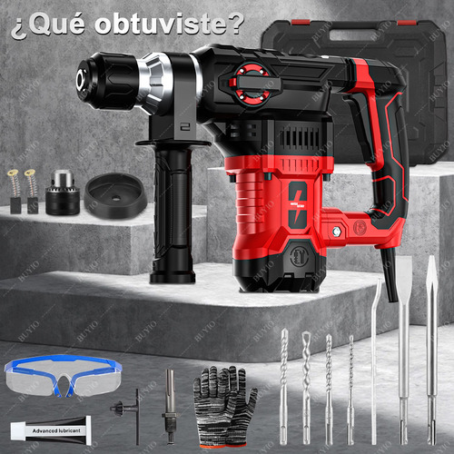 BUYIO 3500w Martillo Demoledor Rompedor De Concreto Rotomartillo Cincelador Perforador Industrial Sds-plus Taladro Rotomartillo Industrial Con Embrague Automático