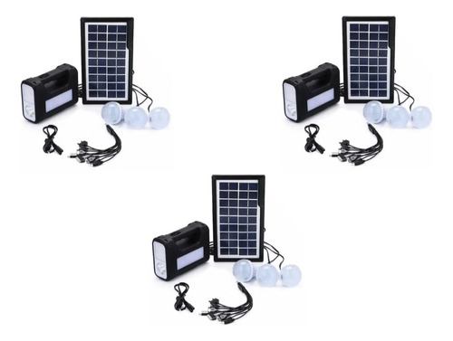 Pack X3 Sistema Iluminación Solar Caza 3 Ampolletas Led 12w