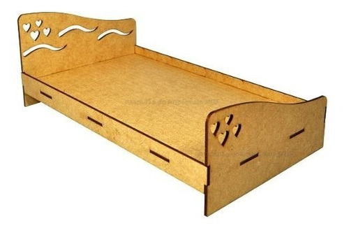 Cama De Casal P/ Casa Da Barbie 31x18,5x12 Mdf Cru Madeira