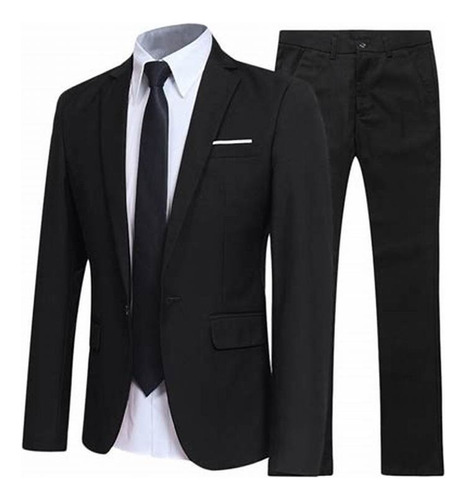 Traje Para Hombre Moderno Entallado Azul Francia  Y Negro.