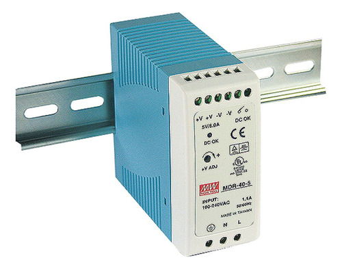 Mean Well Mdr-40-5 Fuente De Alimentación De Riel Din De Ca A Cc, 5 V, 6 Amperios, 30 W