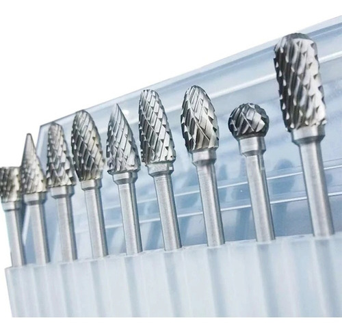 L Kit 10 Ponta Montada Fresa Dremel Tungstênio Retifica