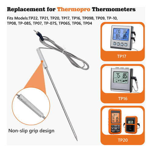 2pcs Sonda Termómetro Para Carne De Repuesto Para Thermopro