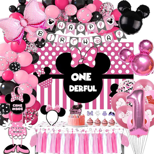 Hipeewo Minnie 1st Birthday Party Supplies - Minnie Theme Mo