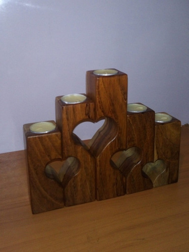 Imagen 3 de 4 de Porta Velas, Juego De Porta Velas Candelabros De Madera