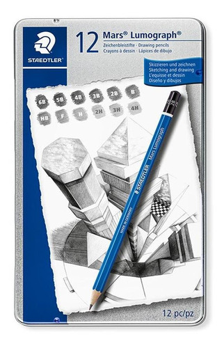 Lapiz Grafito Lumograph X12 Hard Staedtler