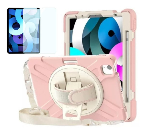 Mica + Funda Para iPad Air 4 Y Air 5  Uso Rudo Correa Nude