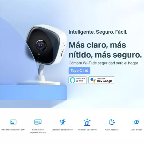  Tapo 1080P - Cámara de seguridad Wi-Fi con cable para