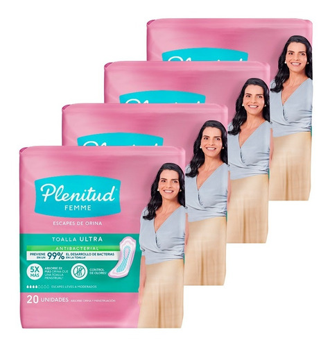 Imagen 3 de 3 de Plenitud Toalla Ultra Femme X 20 Unidades Pack X 4