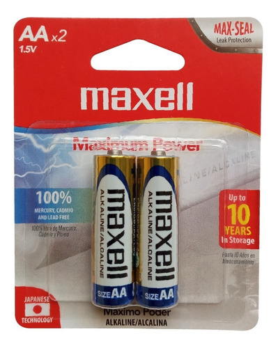 Pila Bateria Alcalina Aa 2bp Maxell 2 Blister De 2 Unds