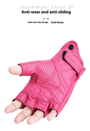 Guantes De Cuero Transpirables Con Medio Dedo Para Equitació