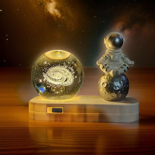 Lampara Astronauta Con Esfera 3d Y Luces De Colores Galaxia
