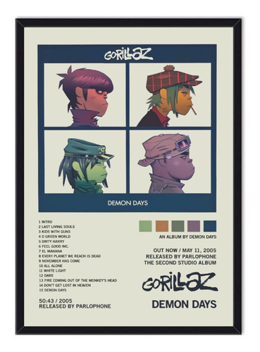 Cuadro Banda Gorillaz Póster Enmarcado 