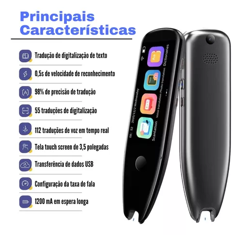 Dispositivo eletrônico de tradução off-line 112 idiomas Tradutor de voz  instantânea Caneta de leitura Caneta de dicionário de digitalização