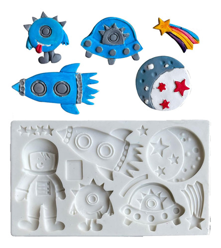 Nave Espacial Astronauta Fondant Moldes Cohete Robótico Espa