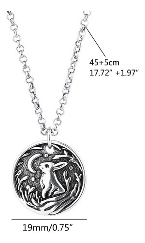 Collar Con Colgante De Medalla De Luna De Conejo, Redondo, B