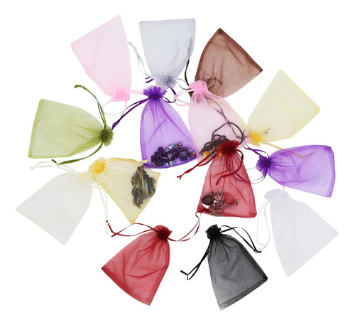 100 Bolsas De Regalo De Organza Con Cordón, Varios Colores,