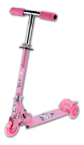 Patinete Guidão Articulado Infantil 3 Rodas Luz Em Movimento Cor Rosa