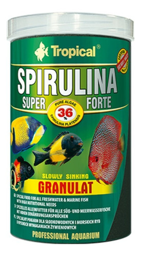 Alimento vegetal en gránulos con 36 porciento de algas Tropical Super Spirulina Forte 60g