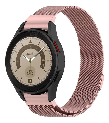 Pulseira Milanes Metal Compatível Com Galaxy Watch5 Pro 45mm Cor Rose