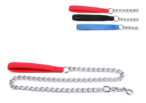 Correa Perros Cadena 120cm, 4.0mm Gancho Blindado Mango Soft