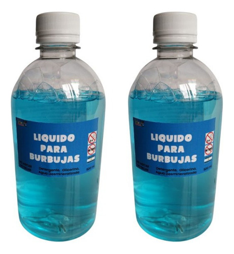 Liquido Burbujas Combo X2 Botellas 500cc Repuesto Burbujero