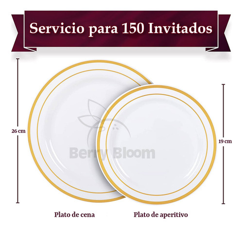 Platos Desechables Premium Elegantes , Vajilla Fiesta, 300pz