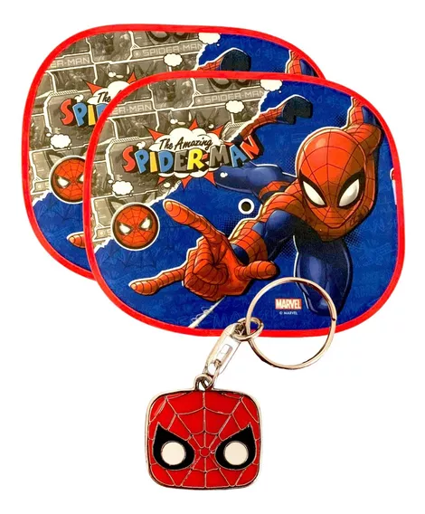 Cortinas Laterales Spiderman Con Llavero Metálico De Regalo