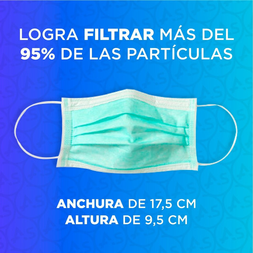 Imagen 4 de 10 de Barbijo Verde Tapaboca Descartable Quirurgico X100u Tricapa