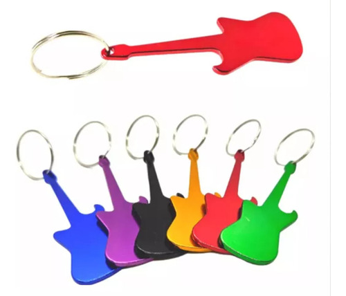 Pack 12 Llavero Destapador Diseño Guitarra Aluminio Colores 