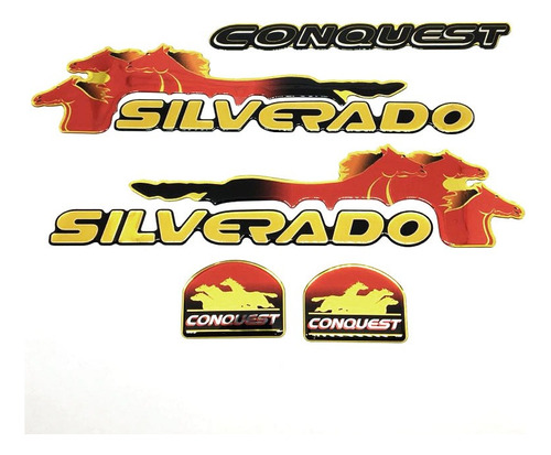 Kit Adesivos Silverado Conquest 1999/2000 Emblemas Resinados