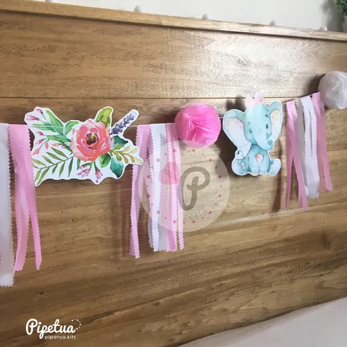 Guirnalda 1 Metro Colgante Elefante Bebe Baby Shower Cumple