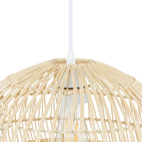 Lampara De Techo Colgante De Ratan 1 Luz Negro Mate Estructura Beige