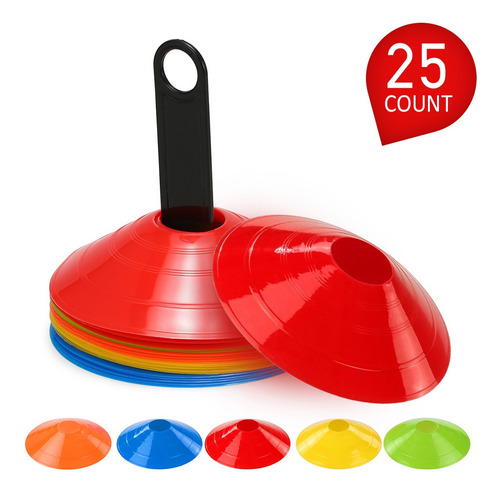 25pcs Agility Disc Cono Set Multi Sport Training Space Conos