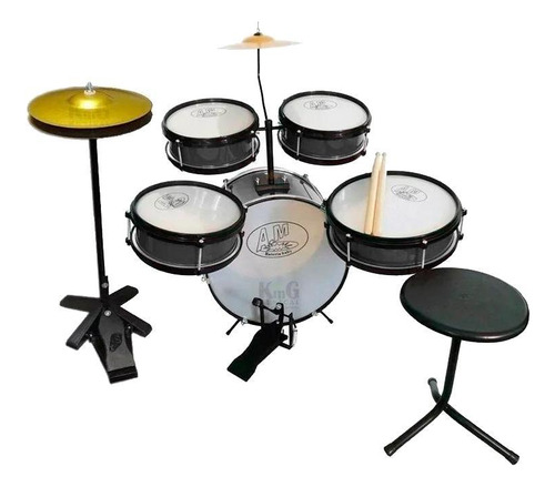 Bateria Infantil Rock Baby Preta Completa Com Chimbal E B