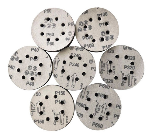 Imagen 6 de 10 de Set 100 Lijas Velcro Con 8 Orificios 125mm 5 Pulgadas / Uss