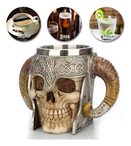 Medieval Mug, Acero Inoxidable Mugskull Mug Tankard Cup
