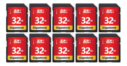 Gigastone Paquete De 10 Tarjetas Sd Uhs-i U1 Clase 10 Sdhc De Alta Velocidad Full Hd Video Canon Nikon Sony Pentax Kodak Olympus Panasonic Cámara Digital, Con 10 Mini Fundas