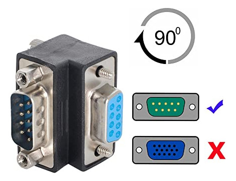 Pack De Adaptador Db9p Macho A Hembra Angulado 90 Rs232