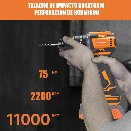 kit Taladros Impacto Percutor Sin Escobillas C/2 Baterias,con función de rotomartillo,Alta velocidad broca para hormigón