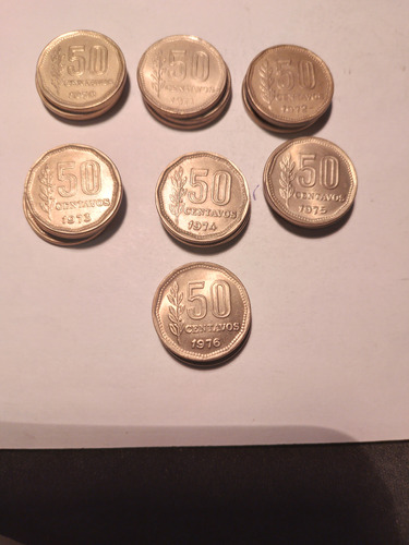 Monedas Argentinas De 50 Ctvos Años 1970,71,72,73,74,75,76
