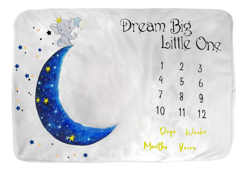 Baby Milestone Blanket Boy And Girl- Elephant And Moon Desig
