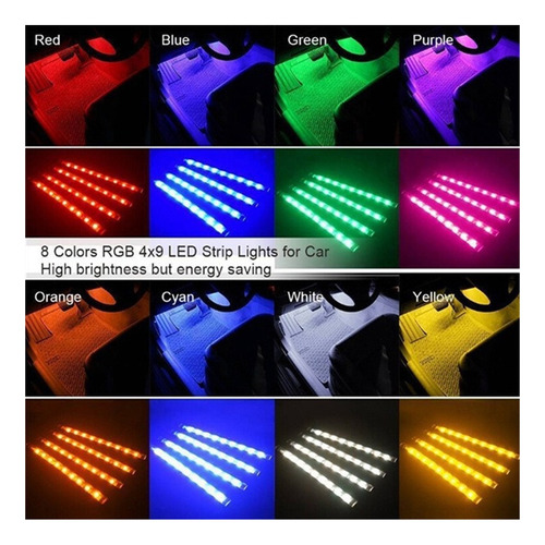. Lámpara De Pie Rgb Car Atmosphere Impermeable +