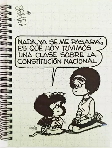 Cuaderno A5 Rayado Mafalda Educacion Verde - Tapa Dura