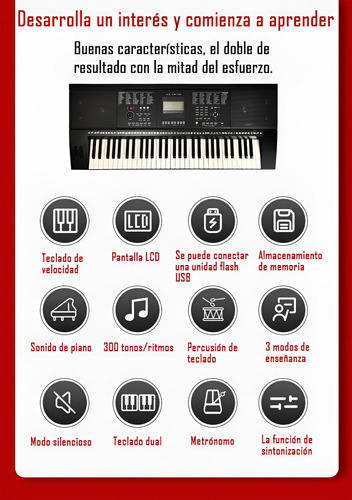 Teclado Musical Profesional 61 Teclas Ym758 Midi Polea Doble
